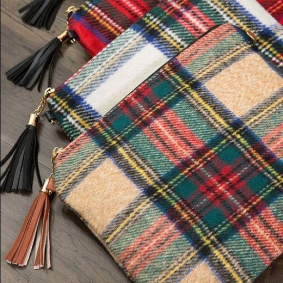 Handbags - Plaid Cross Body Beige